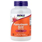NOW Foods Acide pantothénique, 500 mg – 100 capsules végétales