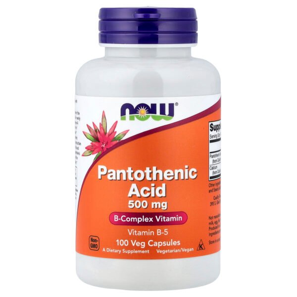 NOW Foods Acide pantothénique, 500 mg – 100 capsules végétales