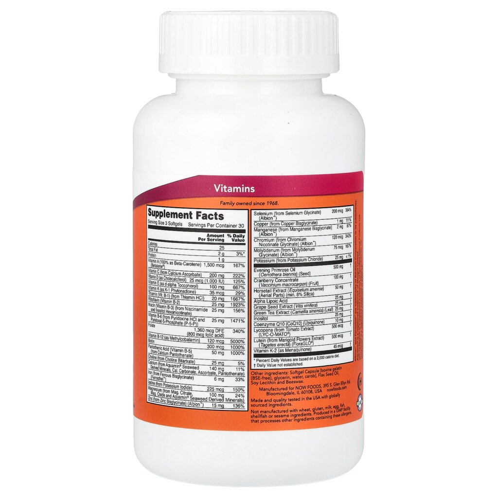 NOW Foods EVE™ Multivitamines supérieures pour femmes – 90 capsules à enveloppe molle – photo 2