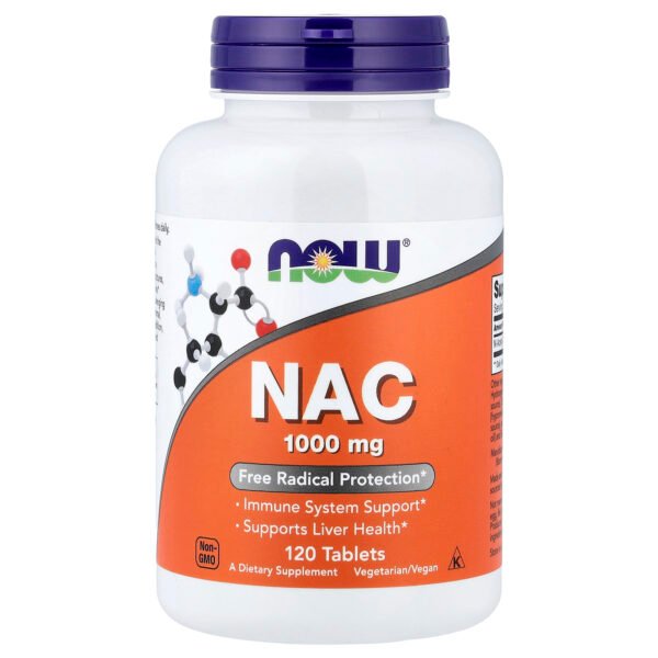 NOW Foods NAC (N-acétylcystéine), 1000 mg – 120 comprimés