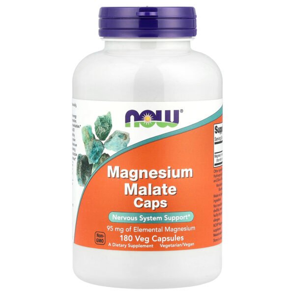 NOW Foods Malate de magnésium, 95 mg – 180 capsules végétales