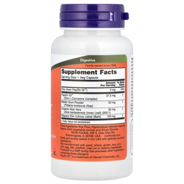 NOW Foods Gastro Comfort™ avec PepZin GI™ – 60 capsules végétales – photo 2