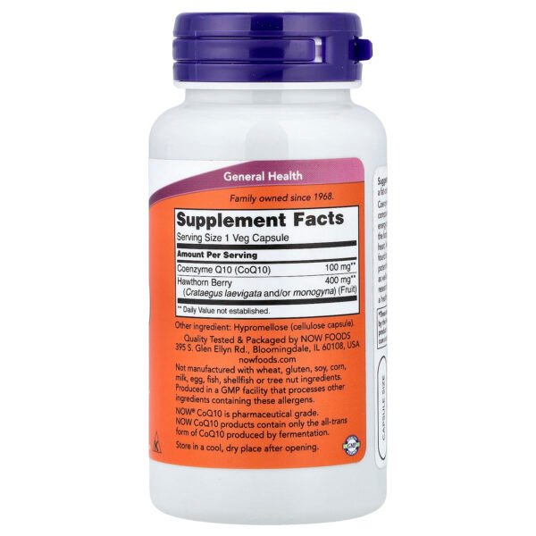 NOW Foods CoQ10 aux baies d'aubépine – 90 capsules végétariennes – photo 2