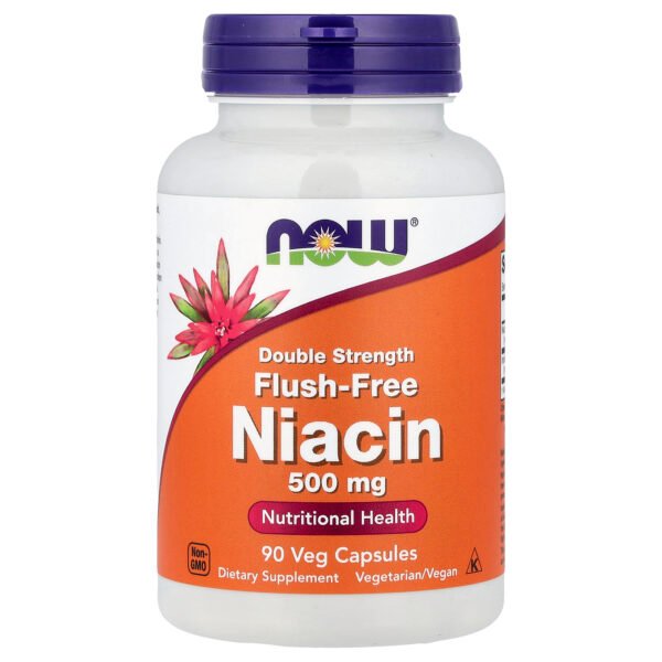 NOW Foods Niacine sans rougeurs, 500 mg – 90 capsules végétariennes