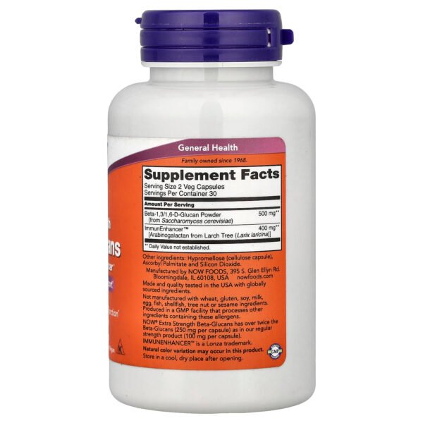 NOW Foods Bêta-glucanes avec ImmunEnhancer™ – 60 capsules végétales – photo 2