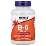 NOW Foods Vitamine B6, 100 mg – 250 capsules végétales