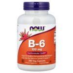 NOW Foods Vitamine B6, 100 mg – 250 capsules végétales
