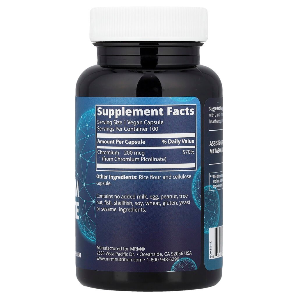 MRM Nutrition Picolinate de chrome, 200 µg – 100 capsules véganes – photo 2