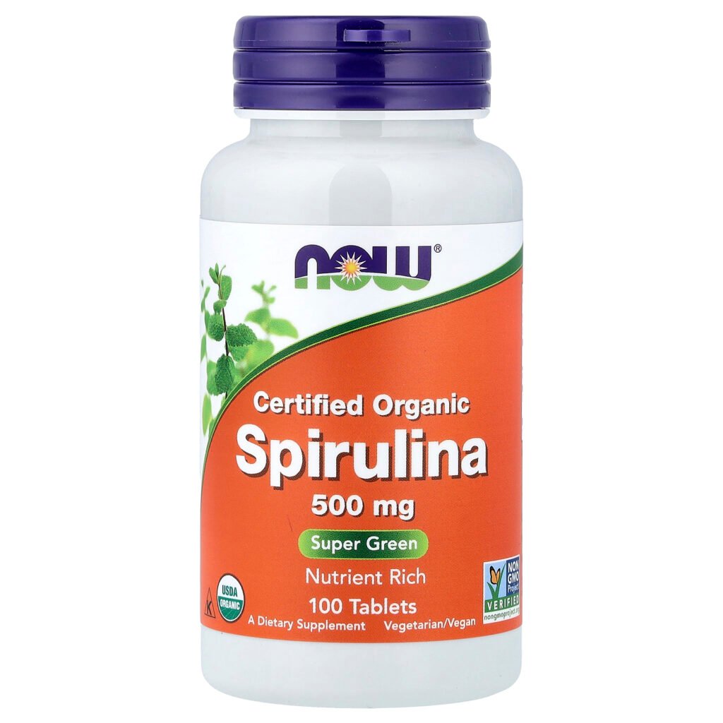NOW Foods Spiruline biologique certifiée, 500 mg – 100 comprimés