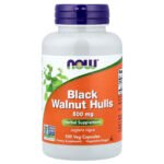 NOW Foods Coques de noyer noir, 500 mg – 100 capsules végétariennes