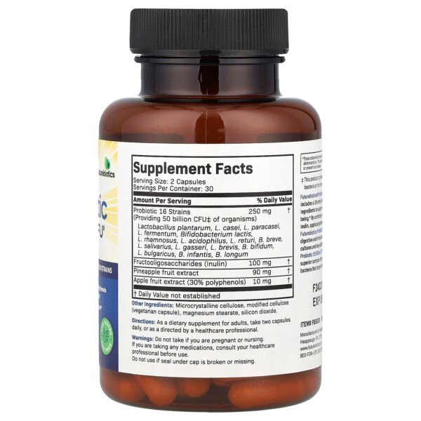 Futurebiotics Probiotiques plus prébiotiques – 60 capsules végétariennes – photo 2