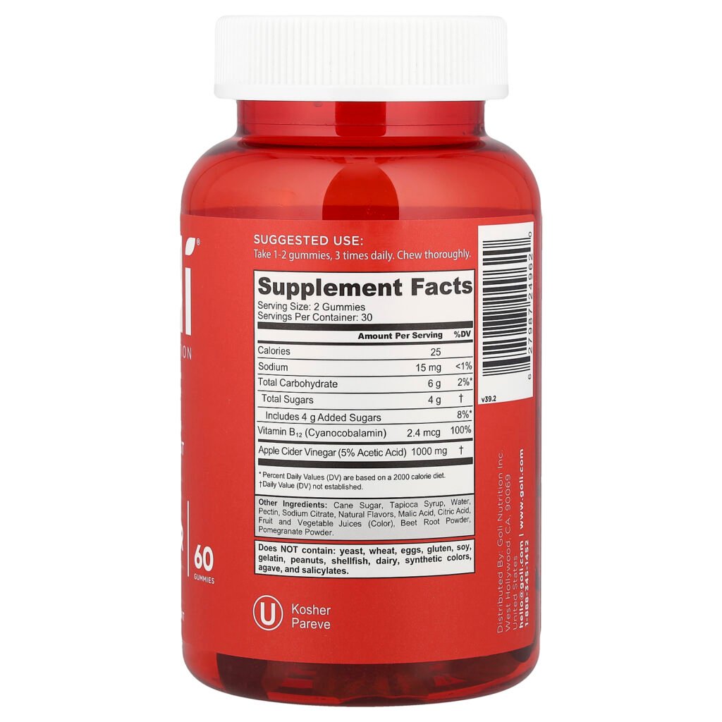 Goli Nutrition Gommes au vinaigre de cidre de pomme – 60 gommes – photo 2