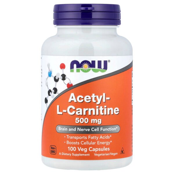 NOW Foods Acétyl-L-carnitine, 500 mg – 100 capsules végétariennes