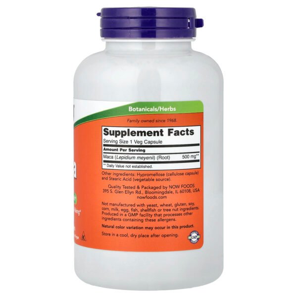 NOW Foods Maca, 500 mg – 250 capsules végétariennes – photo 2