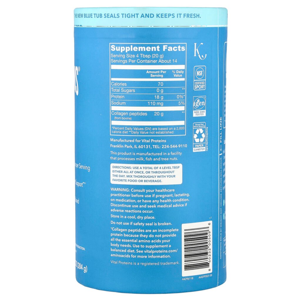 Vital Proteins Peptides de collagène, non aromatisés – 284 g – photo 2