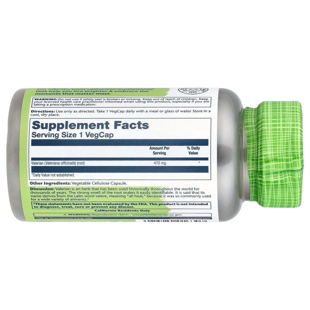 Solaray True Herbs Racine de valériane, 470 mg – 100 capsules végétales – photo 2