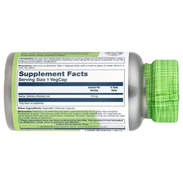 Solaray True Herbs Racine de valériane, 470 mg – 100 capsules végétales – photo 2