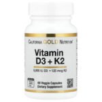 California Gold Nutrition Vitamines D3 + K2 (MK-7) – 60 capsules végétales