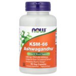 NOW Foods Ashwagandha KSM-66, 600 mg – 90 capsules végétales