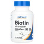 Nutricost Biotine, 10 000 µg – 120 capsules
