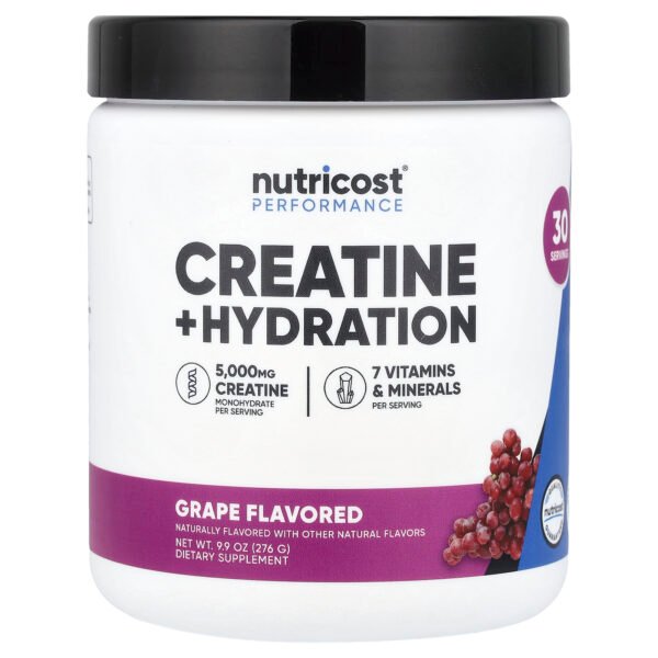 Nutricost Performance Créatine + hydratation, raisin – 276 g