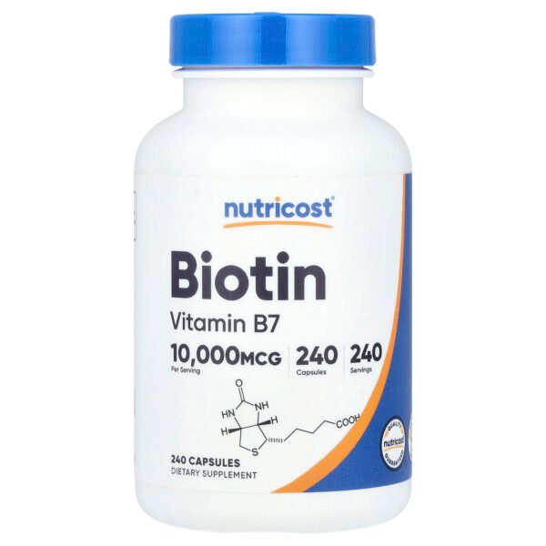 Nutricost Biotine, 10 000 µg – 240 capsules