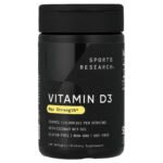 Sports Research Vitamine D3 force maximale, 250 µg (10 000 UI) – 120 capsules molles