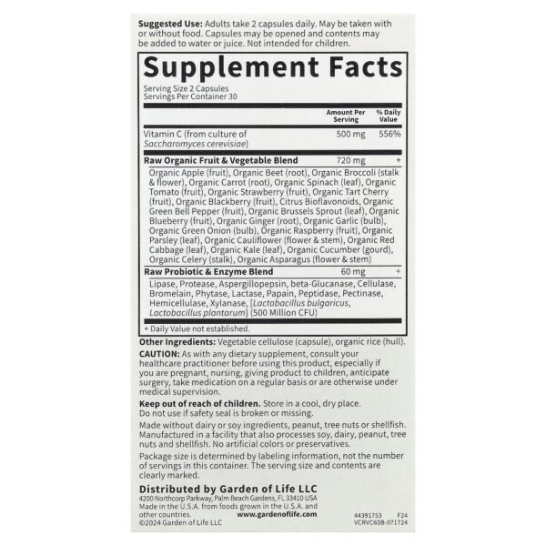 Garden of Life Vitamin Code® RAW Vitamine C™ – 60 capsules véganes – photo 2