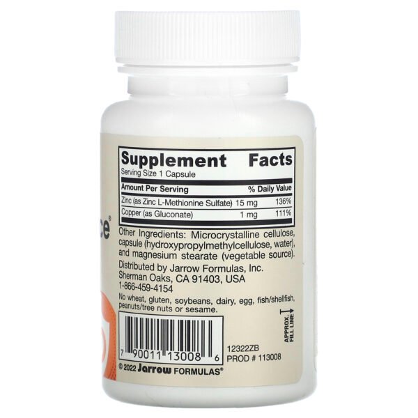 Jarrow Formulas Zinc Balance végan – 100 capsules végétales – photo 2