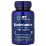 Life Extension Benfotiamine avec thiamine, 100 mg – 120 capsules végétariennes