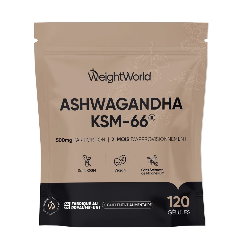 WeightWorld أشواغاندا KSM-66® – 120 كبسولة WeightWorld Ashwagandha KSM-66® – 120 gélules