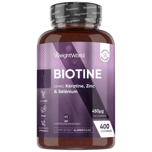 WeightWorld Complexe de Biotine – 400 comprimés – photo 2