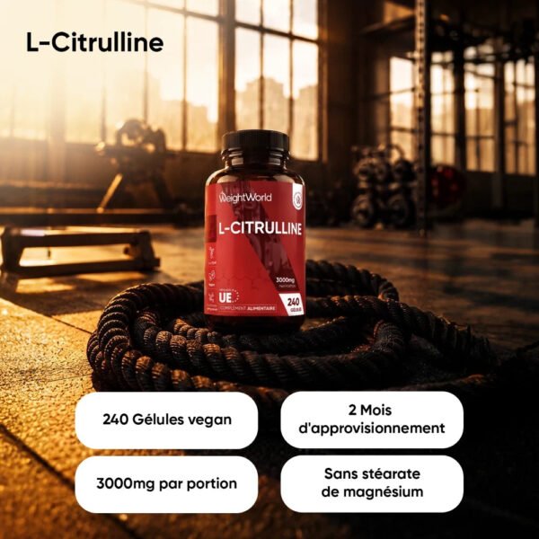 WeightWorld L-Citrulline 3000 mg – 240 gélules – photo 2