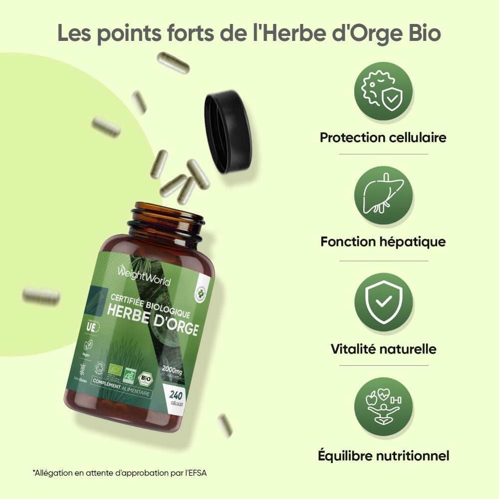 WeightWorld Herbe d'Orge Bio en Gélules – 240 gélules – photo 2