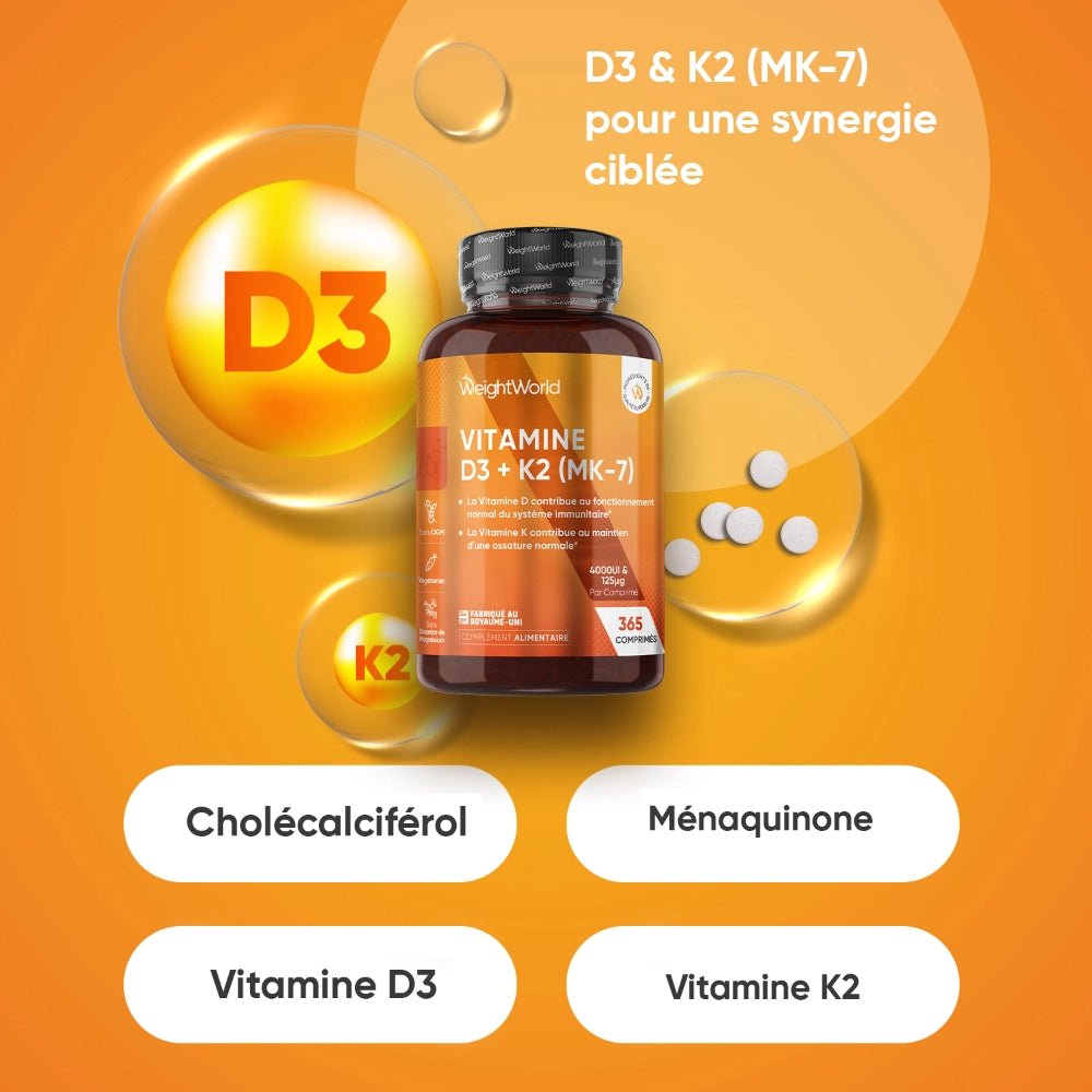 WeightWorld Vitamine D3 et K2 en comprimés – 365 comprimés – photo 2