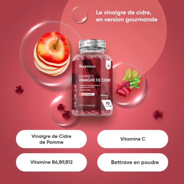 WeightWorld Vinaigre de Cidre de Pomme en Gummies – 90 gummies – photo 2