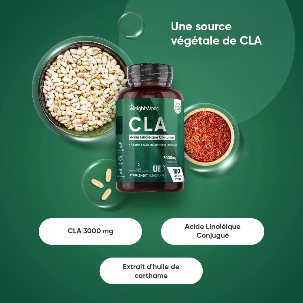 WeightWorld CLA (Acide linoléique conjugué) – 180 capsules molles – photo 2