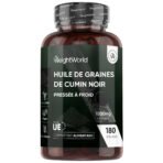 WeightWorld Huile de Graines de Cumin Noir pressée à froid – 180 capsules molles