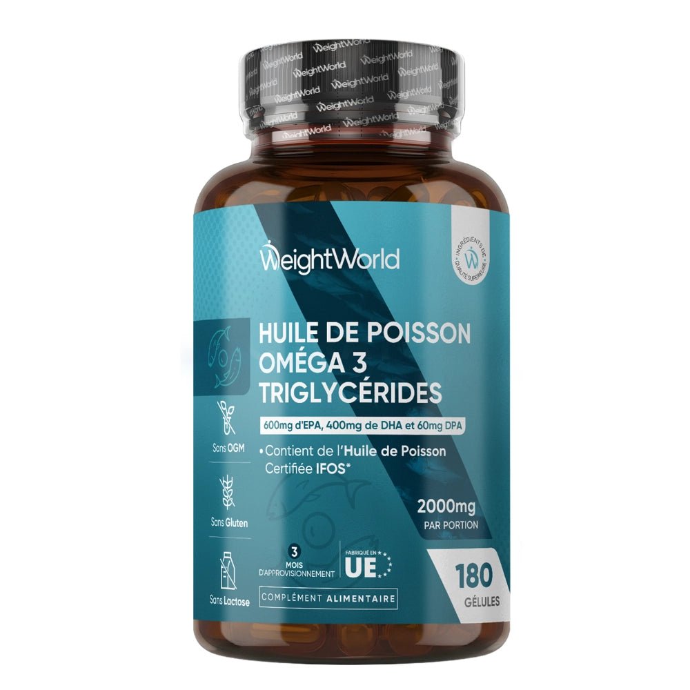 WeightWorld Huile de Poisson Oméga-3 Triglycérides – 180 capsules molles WeightWorld Huile de Poisson Oméga-3 Triglycérides – 180 capsules molles