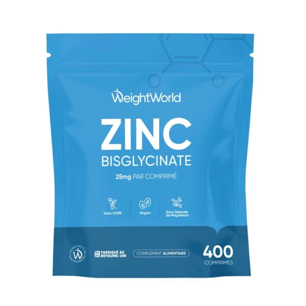 WeightWorld Bisglycinate de Zinc – 400 comprimés